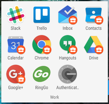 Screenshot of Android for Work apps